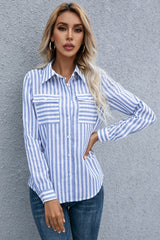 Striped Flap Pocket Button Down Shirt - Shah S. Sahota