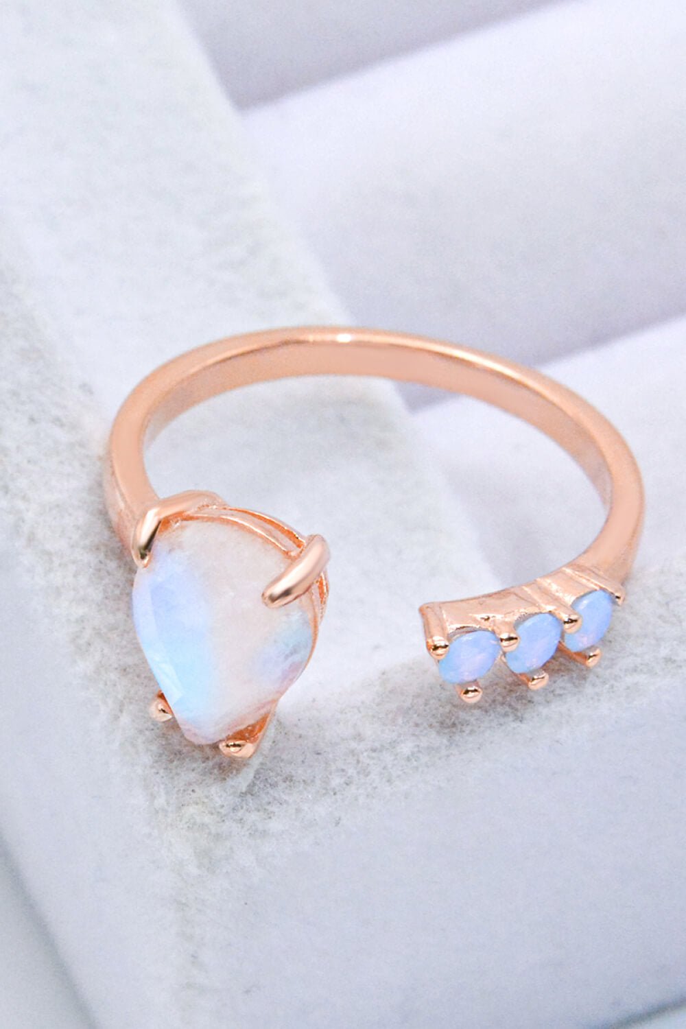 18K Rose Gold-Plated Moonstone Open Ring - Shah S. Sahota