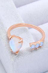 18K Rose Gold-Plated Moonstone Open Ring - Shah S. Sahota