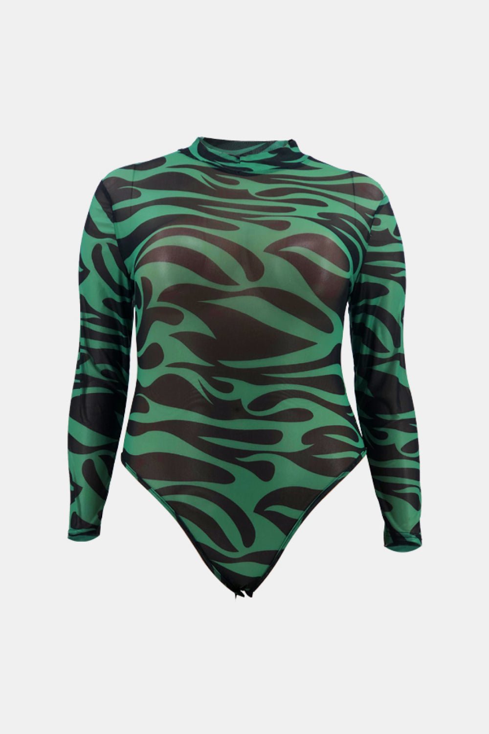 Full Size Abstract Print Mock Neck Bodysuit - Shah S. Sahota