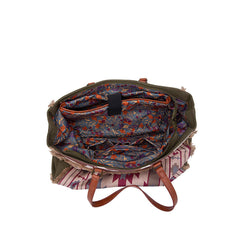 Retro Print Fringe Canvas Tote Bag Set - Shah S. Sahota