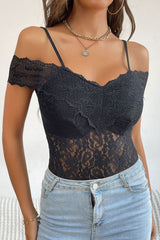 Lace Cold-Shoulder Bodysuit - Shah S. Sahota