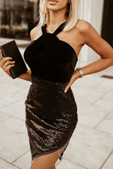 Sequin Fringe Detail Sleeveless Dress - Shah S. Sahota
