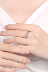 Moissanite Cutout Rhodium-Plated Ring - Shah S. Sahota