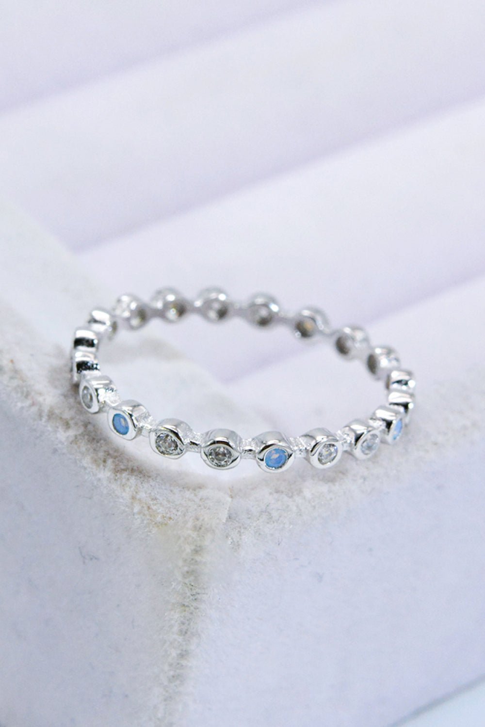 925 Sterling Silver Zircon and Natural Moonstone Ring - Shah S. Sahota