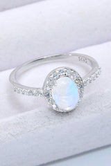 925 Sterling Silver Natural Moonstone Halo Ring - Shah S. Sahota