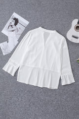 Lace Trim Flounce Sleeve Peplum Blouse - Shah S. Sahota
