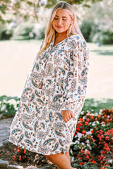 Plus Size Paisley Print Puff Sleeve Dress - Shah S. Sahota