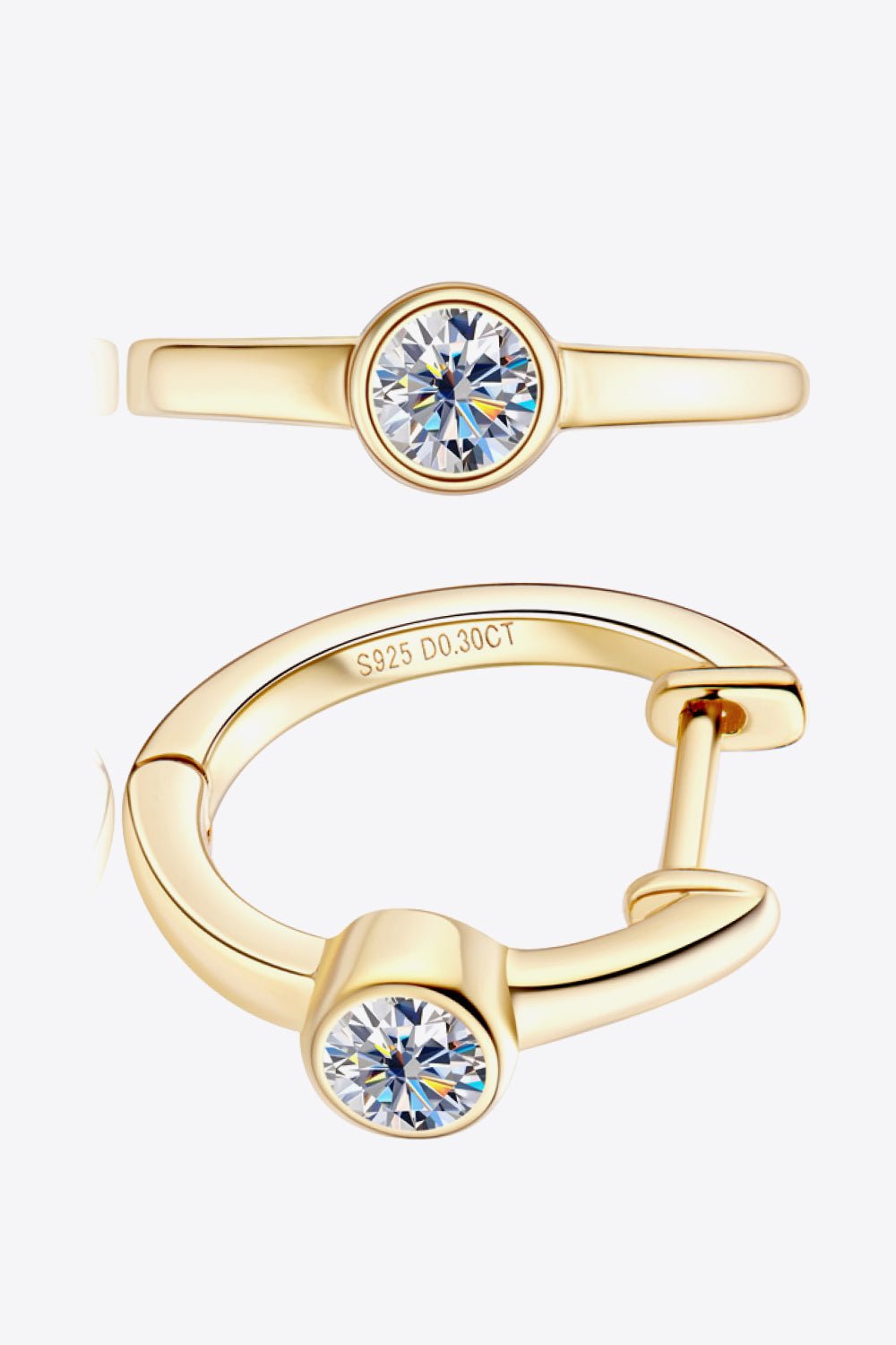 18k Gold-Plated Inlaid Moissanite Huggie Earrings - Shah S. Sahota