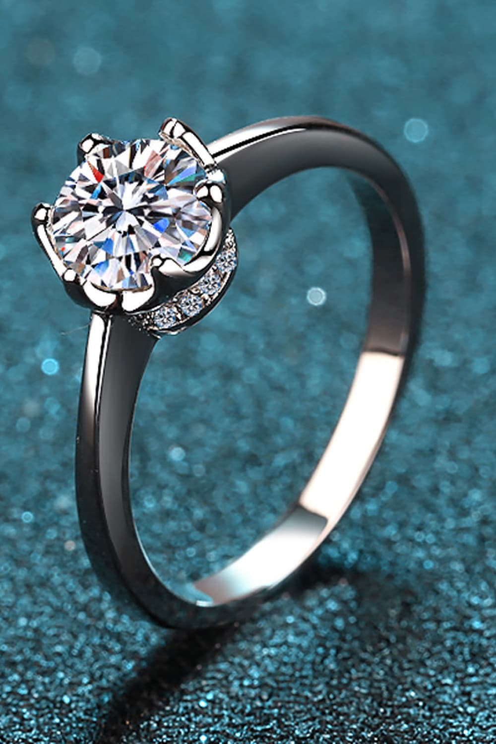 1 Carat Moissanite Rhodium-Plated Solitaire Ring - Shah S. Sahota