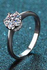 1 Carat Moissanite Rhodium-Plated Solitaire Ring - Shah S. Sahota