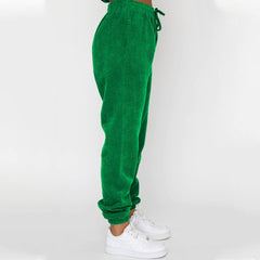 Corduroy Crew Neck Pullover Long Sleeve Sweatshirts & TiePants Two-Piece Sets - Shah S. Sahota