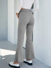 Heathered Slit Ankle Flare Pants - Shah S. Sahota