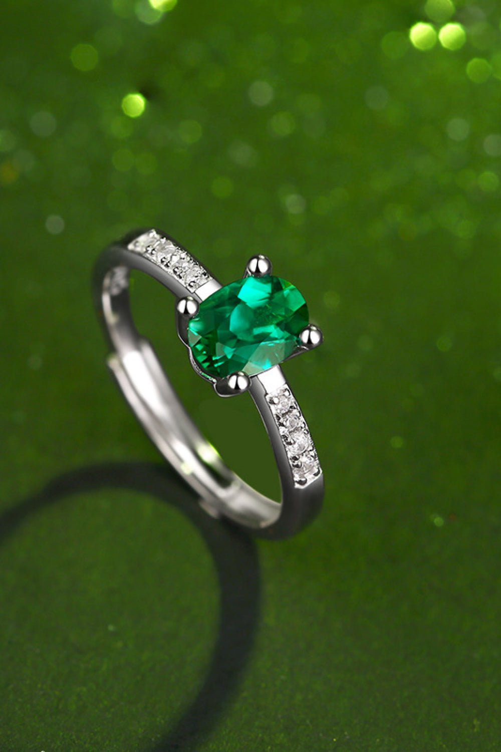 1 Carat Lab-Grown Emerald Side Stone Ring - Shah S. Sahota