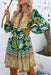 Floral Puff Sleeve Tie-Neck Mini Dress - Shah S. Sahota
