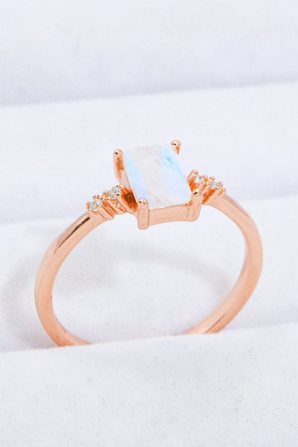 Rectangle Natural Moonstone Ring - Shah S. Sahota
