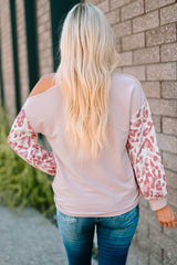 Leopard Color Block Cold-Shoulder Top - Shah S. Sahota