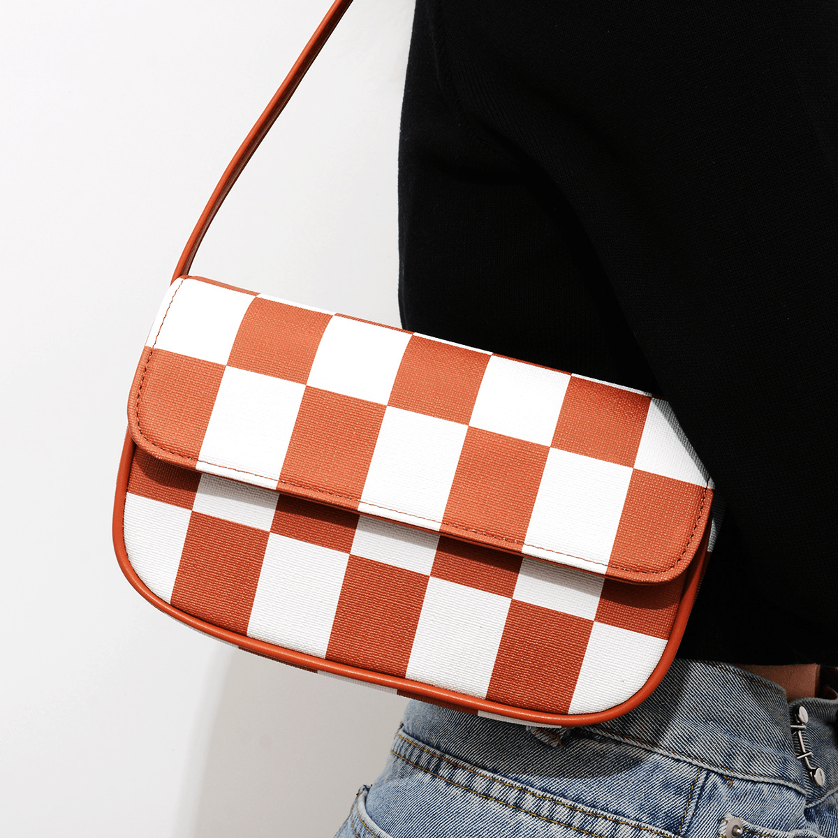 Retro Plaid Square Baguette Bag - Shah S. Sahota