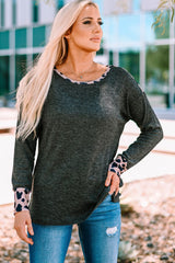 Leopard Round Neck Ribbed Top - Shah S. Sahota