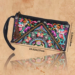 Women's Embroidered Wallet, Niche Vintage Zip Clutch, Large Capacity Coin Purse, Women's Phone Case - Shah S. Sahota