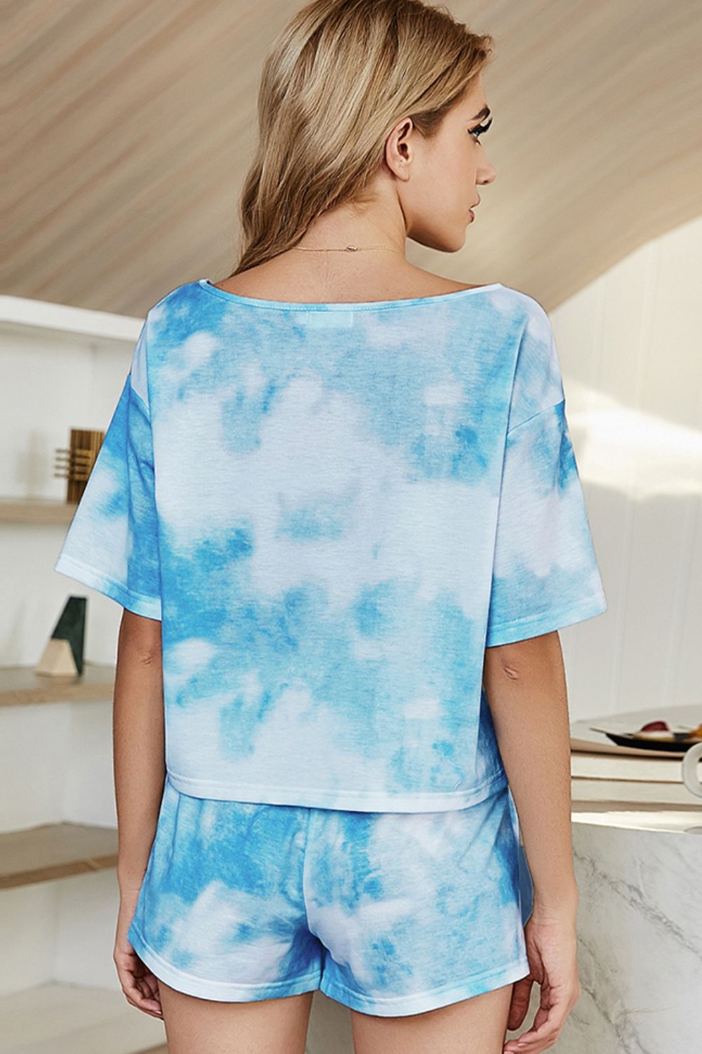 Tie-Dye Boat Neck Top and Shorts Lounge Set - Shah S. Sahota