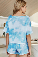 Tie-Dye Boat Neck Top and Shorts Lounge Set - Shah S. Sahota