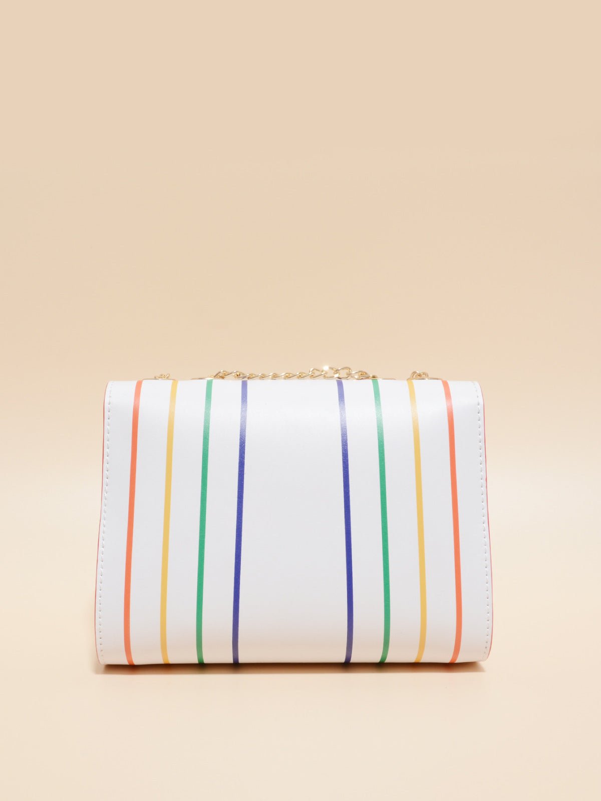 Retro Rainbow Striped Chain Crossbody Bag - Shah S. Sahota