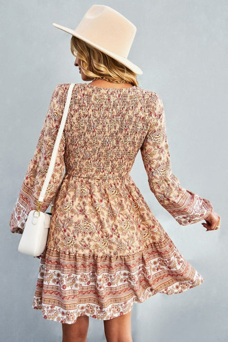 Bohemian V-Neck Balloon Sleeve Dress - Shah S. Sahota