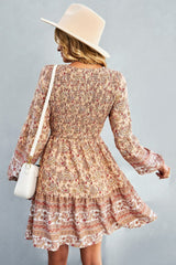 Bohemian V-Neck Balloon Sleeve Dress - Shah S. Sahota