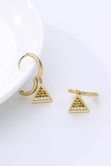 18K Gold Plated Cubic Zirconia Triangle Drop Earrings - Shah S. Sahota