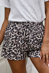 Leopard Drawstring Waist Shorts - Shah S. Sahota