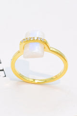 Natural Moonstone Platinum-Plated Ring - Shah S. Sahota