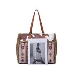 Retro Print Fringe Canvas Tote Bag Set - Shah S. Sahota