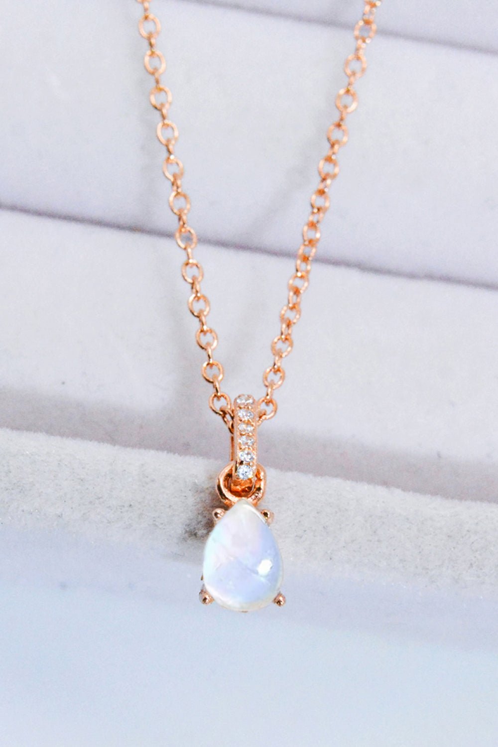 Moonstone Teardrop Pendant Necklace - Shah S. Sahota