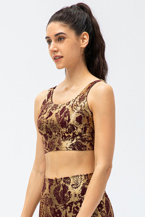 Metallic Snakeskin Print Cropped Yoga Tank - Shah S. Sahota