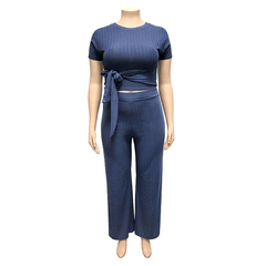 Women's Solid Color Belted Two Piece Set - Shah S. Sahota