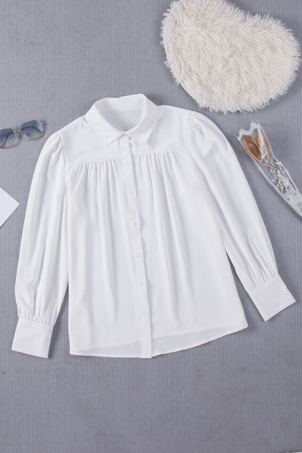 Gathered Detail Puff Sleeve Shirt - Shah S. Sahota