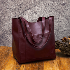 Retro Large Capacity Waxy Leather Tote Bag - Shah S. Sahota