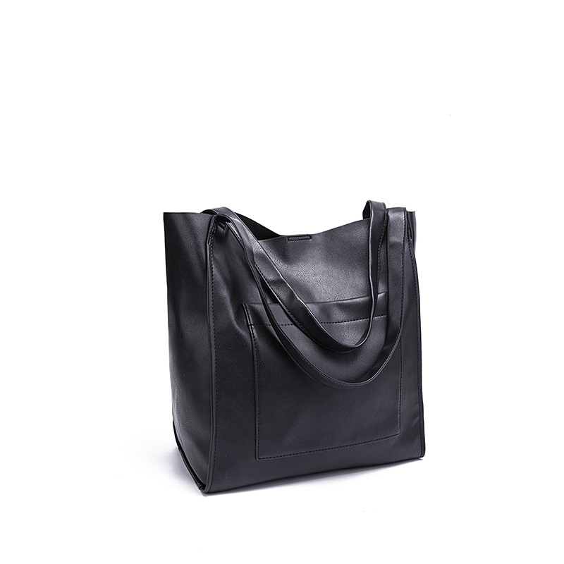 Retro Large Capacity Waxy Leather Tote Bag - Shah S. Sahota