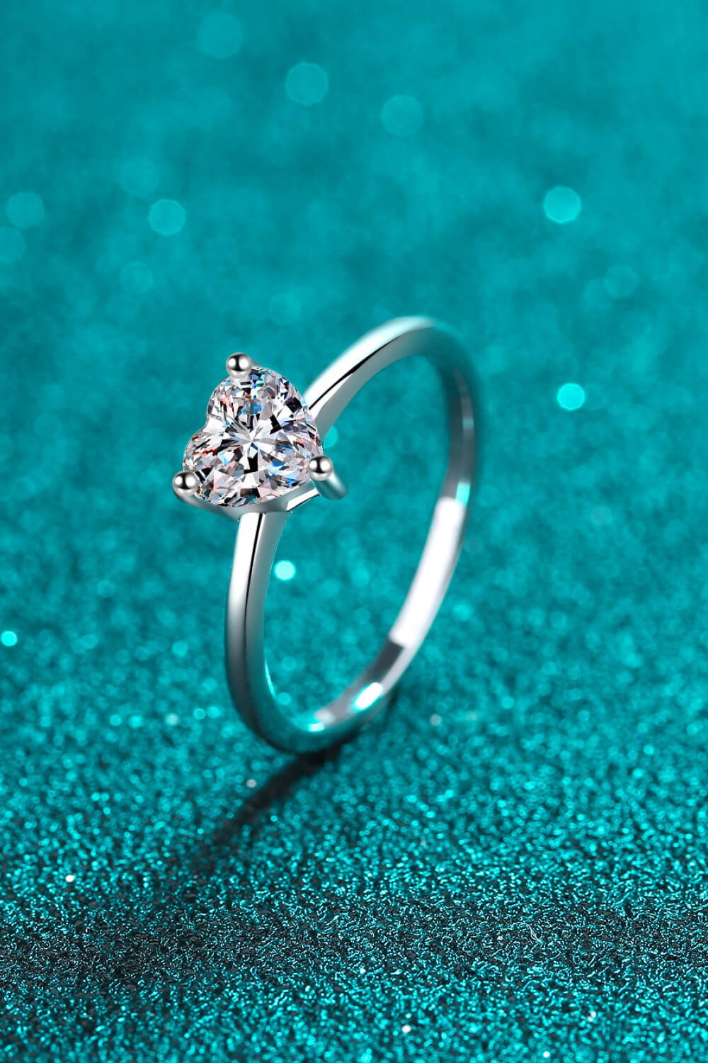 925 Sterling Silver Heart-Shaped Moissanite Solitaire Ring - Shah S. Sahota