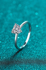 925 Sterling Silver Heart-Shaped Moissanite Solitaire Ring - Shah S. Sahota
