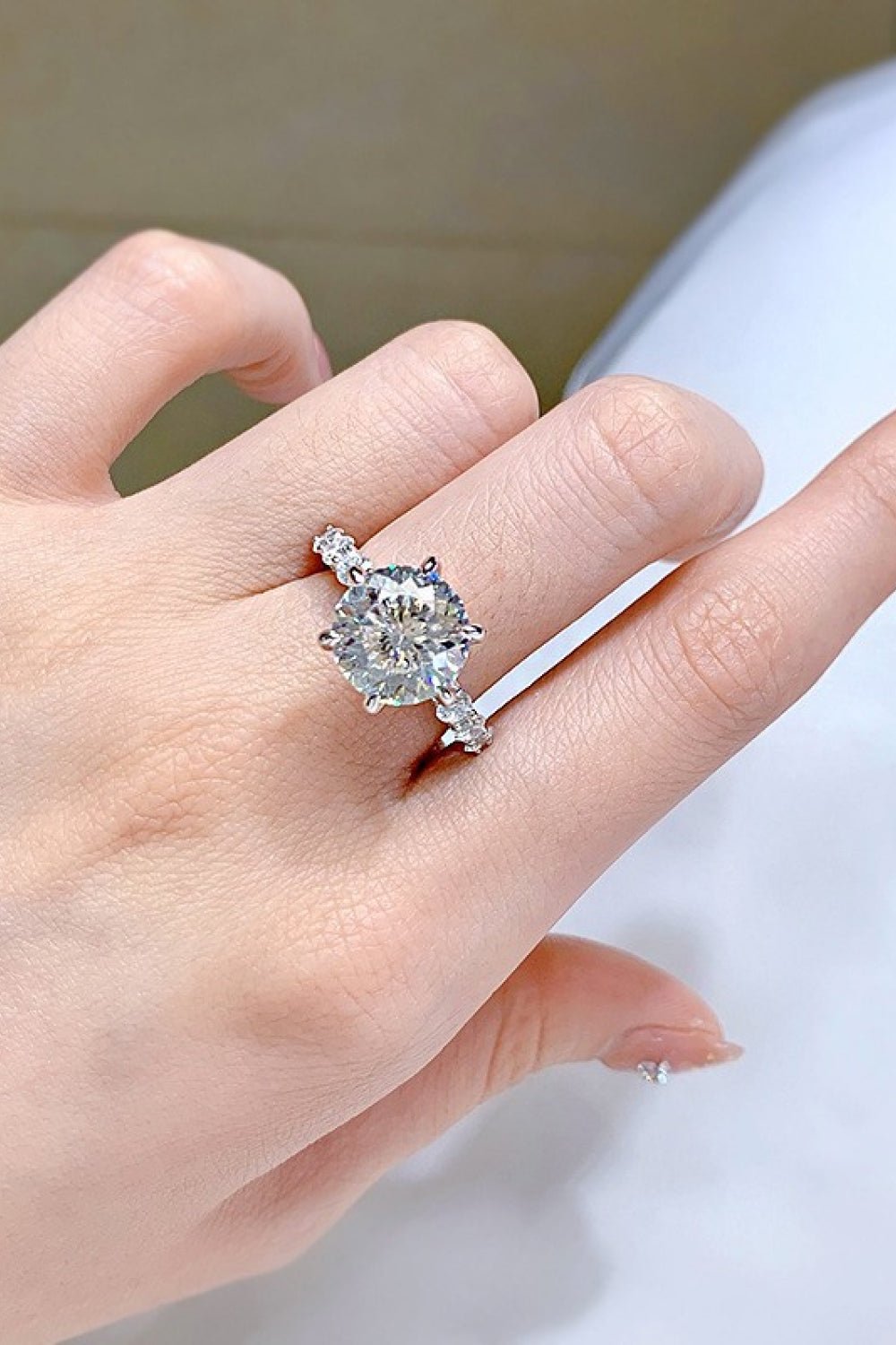 5 Carat Moissanite Side Stone Ring - Shah S. Sahota