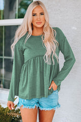 Round Neck Raglan Sleeve Babydoll Top - Shah S. Sahota