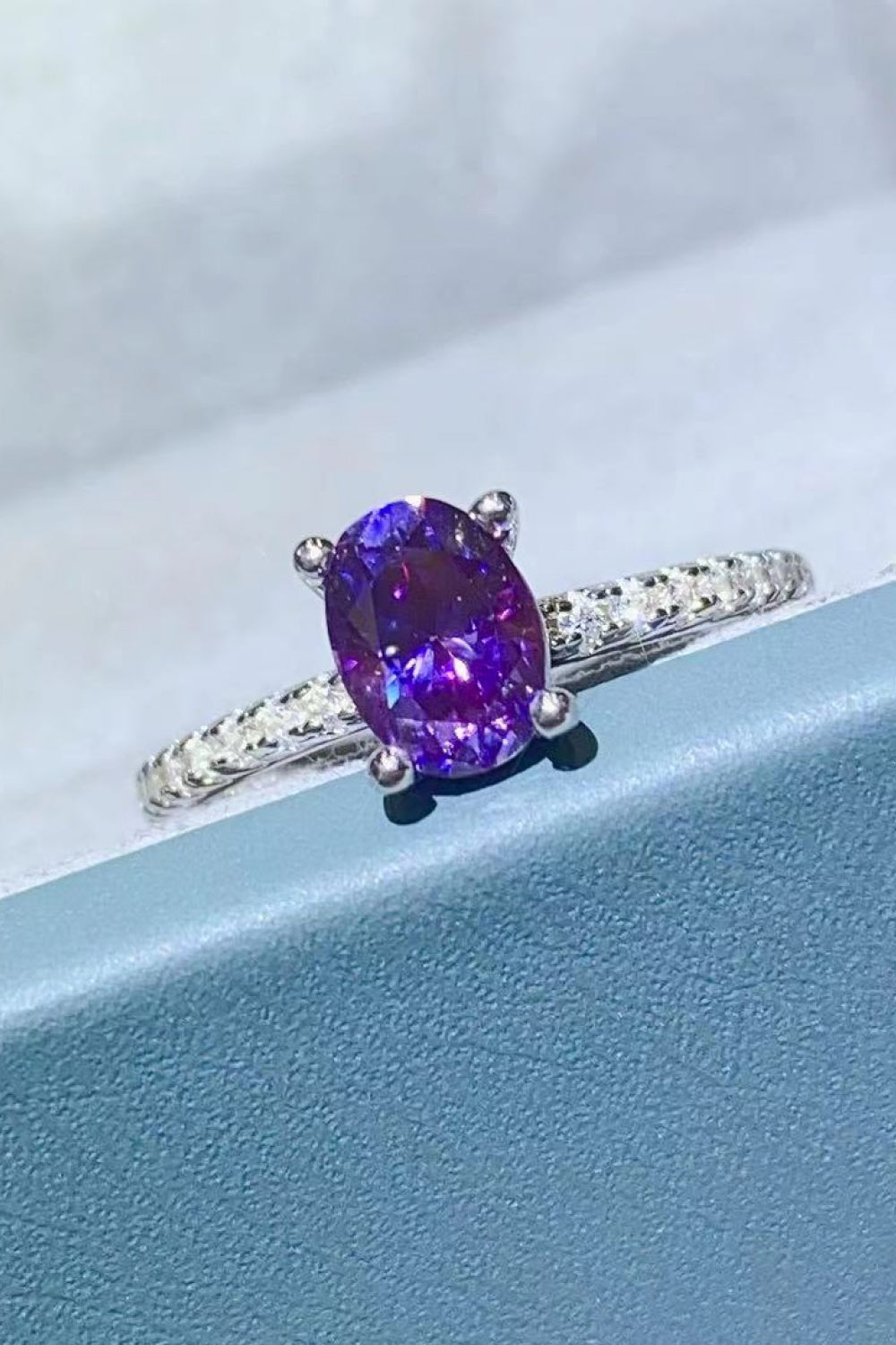 1 Carat Purple Moissanite 4-Prong Ring - Shah S. Sahota