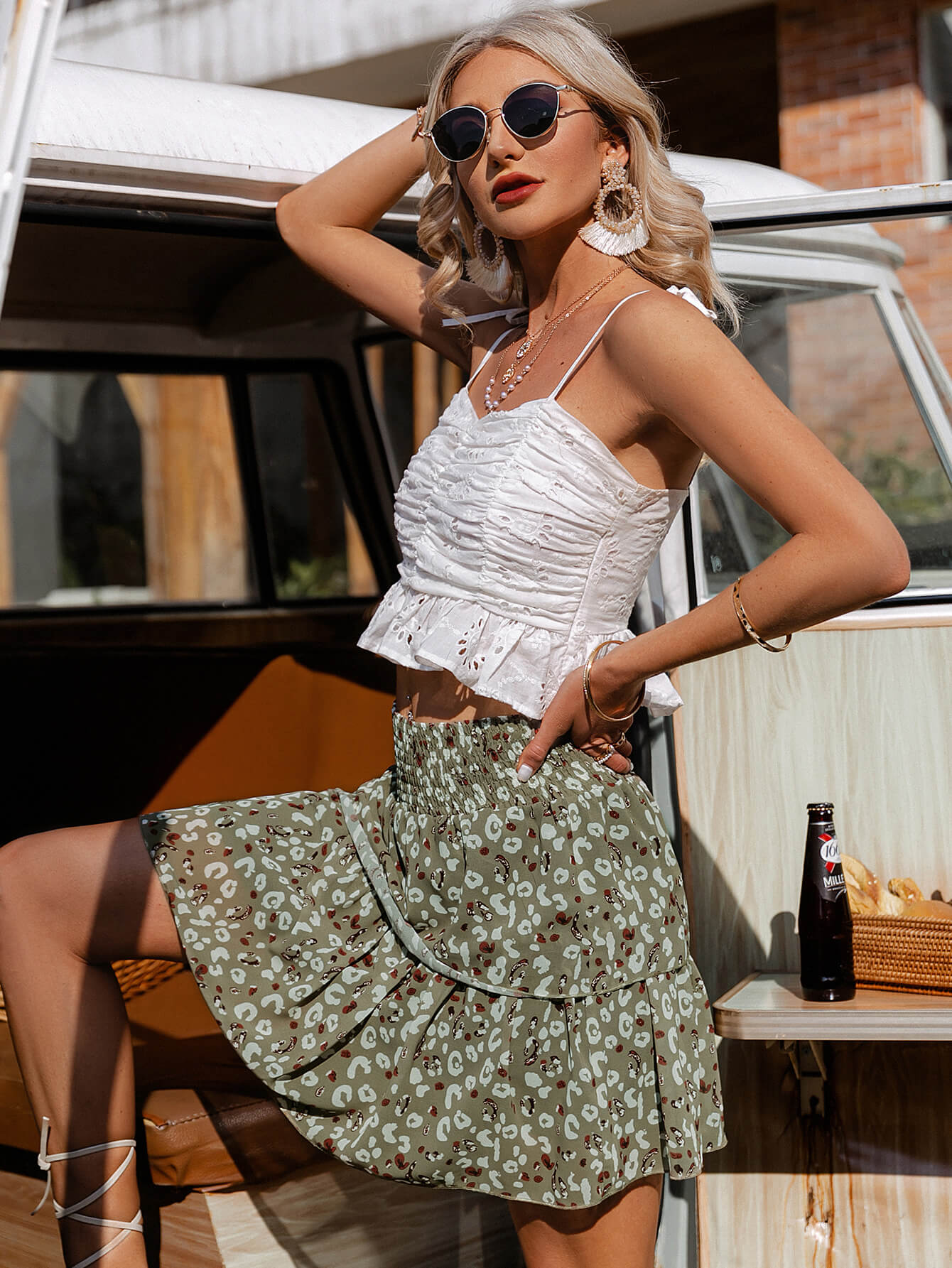 Animal Print Layered Mini Skirt - Shah S. Sahota