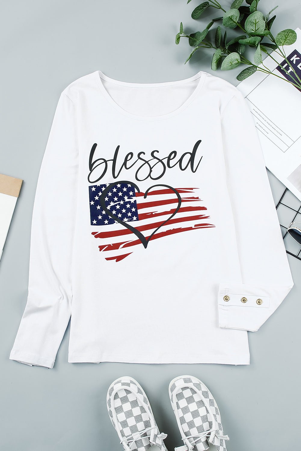 Graphic Button-Cuff Long Sleeve T-Shirt - Shah S. Sahota