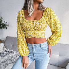 Ditsy Floral Crisscross Cropped Top - Shah S. Sahota