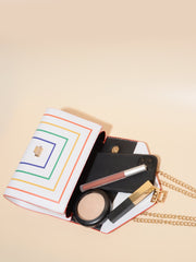 Retro Rainbow Striped Chain Crossbody Bag - Shah S. Sahota