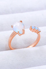 18K Rose Gold-Plated Moonstone Open Ring - Shah S. Sahota