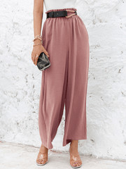 Frill Elastic Waist Wide Leg Pants - Shah S. Sahota